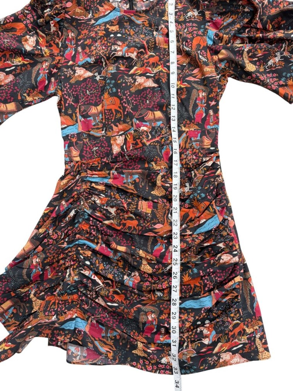 Rhode Womens Size XS Pia Dress Midnight Garden Cotton Puff Sleeve Draped Detail - Picture 6 of 8